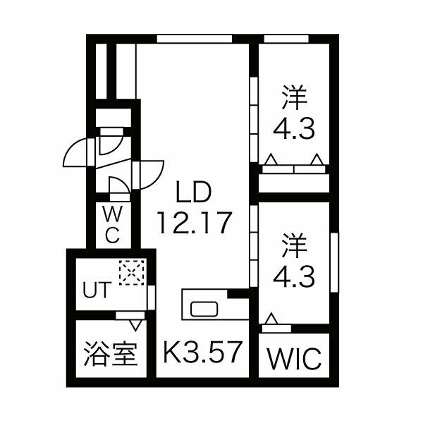 札幌市中央区北十六条西のマンションの間取り