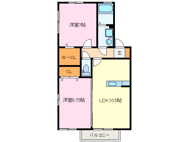 伊勢市小俣町明野のアパートの間取り