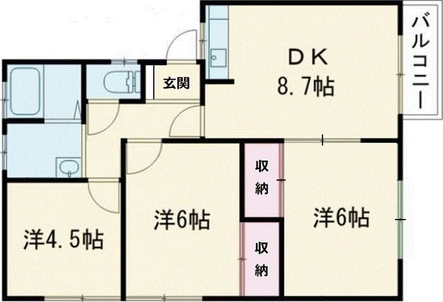 青森市自由ケ丘のアパートの間取り