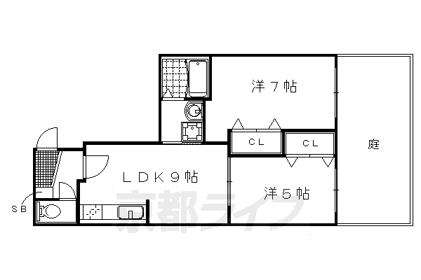 京都市右京区花園木辻南町のマンションの間取り