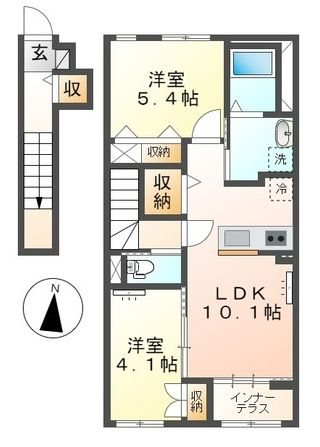 【草加市谷塚仲町のアパートの間取り】