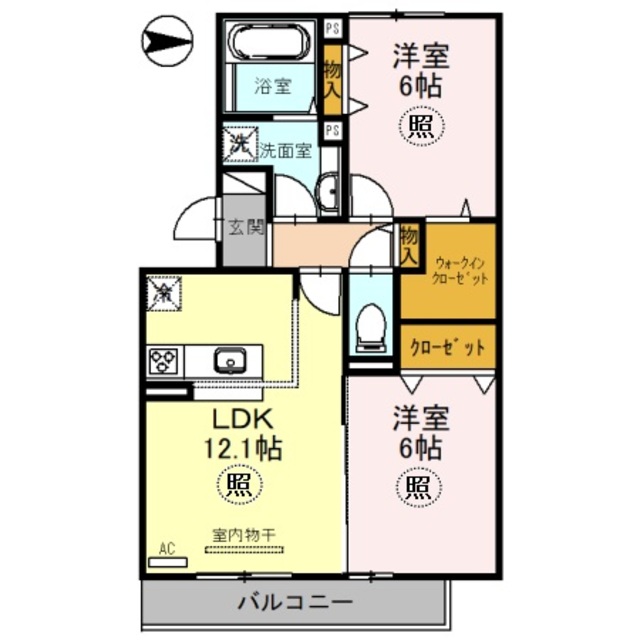 【神戸市北区鈴蘭台西町のアパートの間取り】