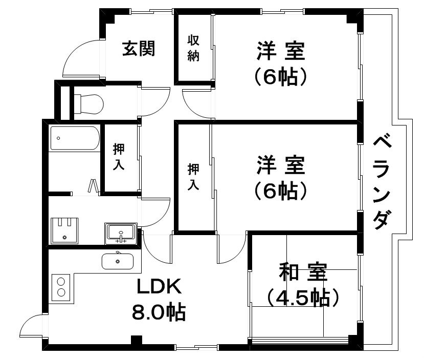 近江八幡市桜宮町のマンションの間取り