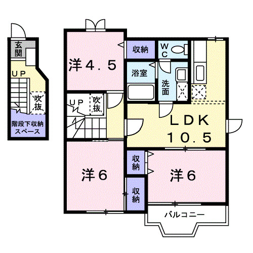 紀の川市打田のアパートの間取り