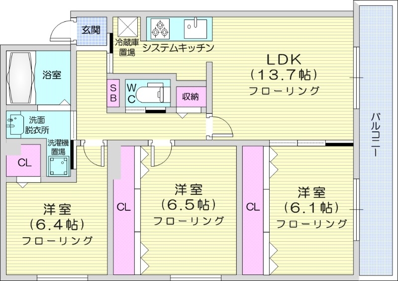 グランメール行啓通の間取り