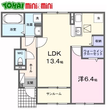 伊勢市小俣町元町のアパートの間取り