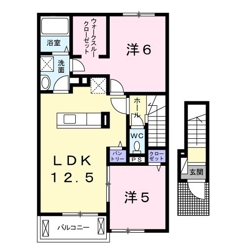 松江市玉湯町玉造のアパートの間取り