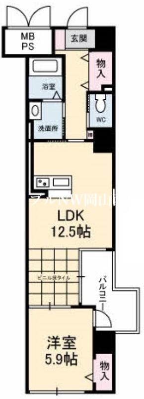 岡山市北区寿町のマンションの間取り