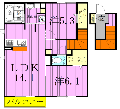 セジュール　チェスナットBの間取り