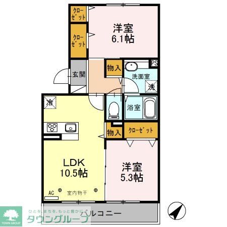 日高市大字高萩のアパートの間取り