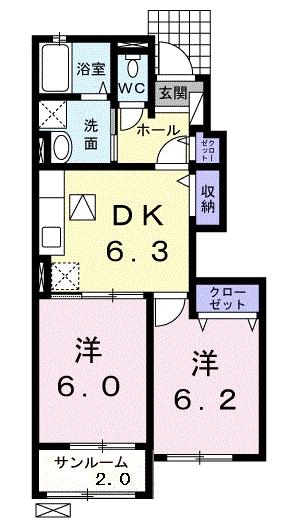 [家電付き] アンジュクレールの間取り