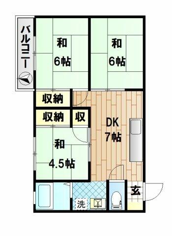 川崎市中原区新城中町のマンションの間取り