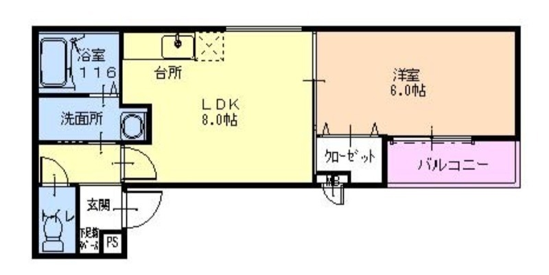 堺市堺区向陵東町のアパートの間取り