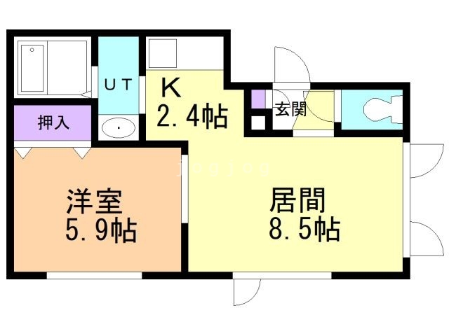 石狩市花川南四条のアパートの間取り