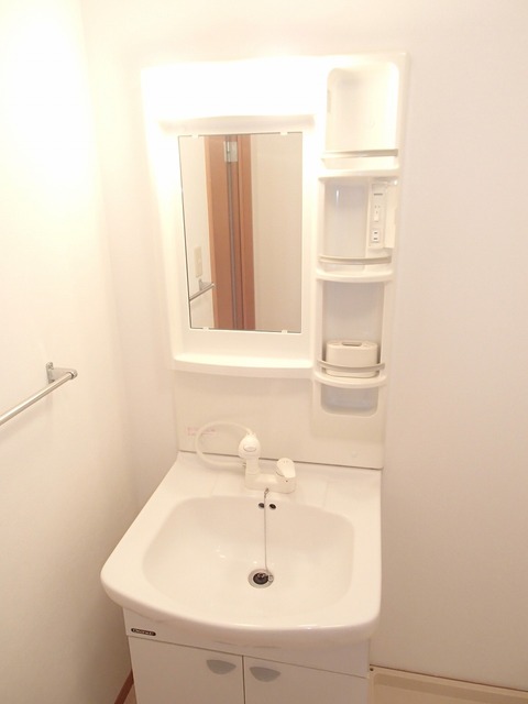 洗面設備　シャワー付洗面台で朝の身支度もスムーズ！