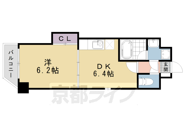 ＪＲ山陰本線 二条駅 徒歩10分 11階建 築22年の間取り写真