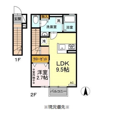 千曲市大字粟佐のアパートの間取り