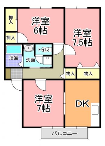 ガーデンヒルズ武田　Ｂ棟の間取り