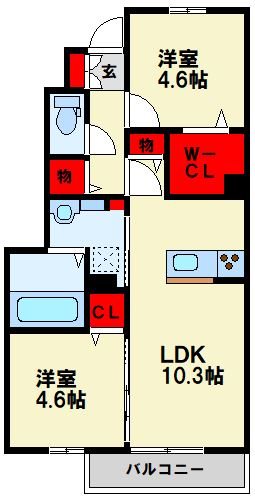 D-ROOM町上津役の間取り