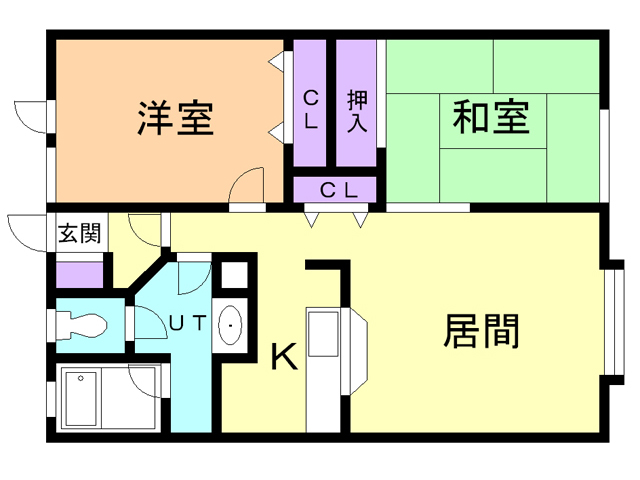 苫小牧市のぞみ町のアパートの間取り