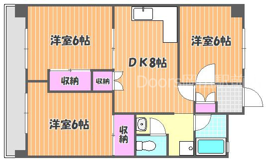 岡山市北区下石井のマンションの間取り