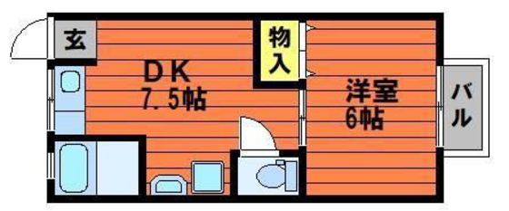 岡山市中区平井のアパートの間取り