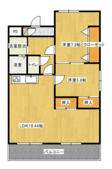 岡山市中区浜のマンションの間取り