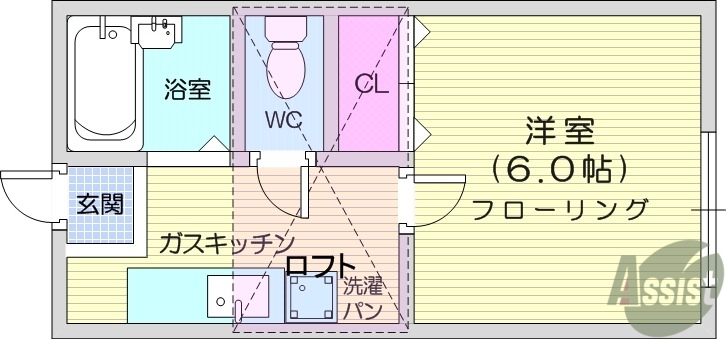 仙台市青葉区東照宮のアパートの間取り