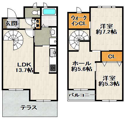 シャーメゾン中山寺B棟の間取り