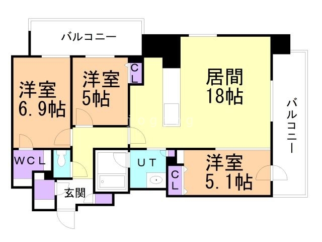 札幌市中央区南三条東のマンションの間取り