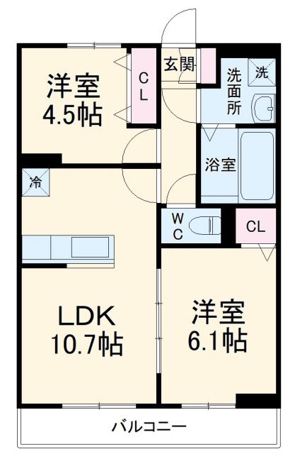 【アムール　イソベの間取り】