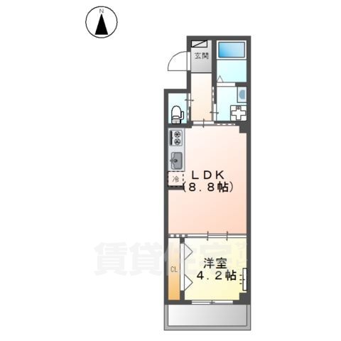 堺市堺区中三国ヶ丘町のマンションの間取り