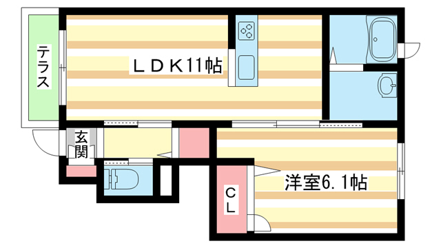 生駒市東山町のアパートの間取り