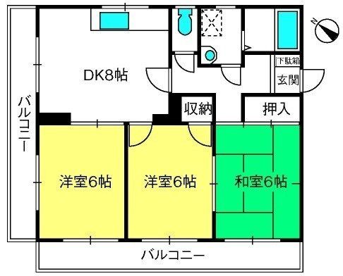 狭山市入間川のマンションの間取り