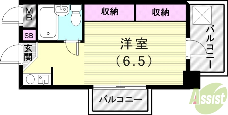 神戸市東灘区本山南町のマンションの間取り