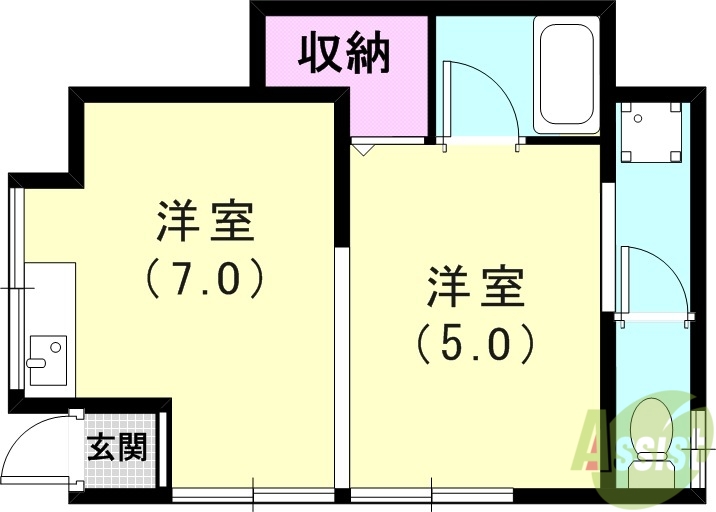 神戸市兵庫区湊川町のアパートの間取り