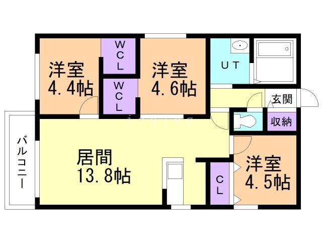 札幌市白石区北郷四条のマンションの間取り