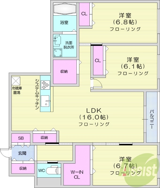 仮)グランメール白石中央2-4の間取り