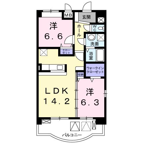 四日市市城西町のマンションの間取り