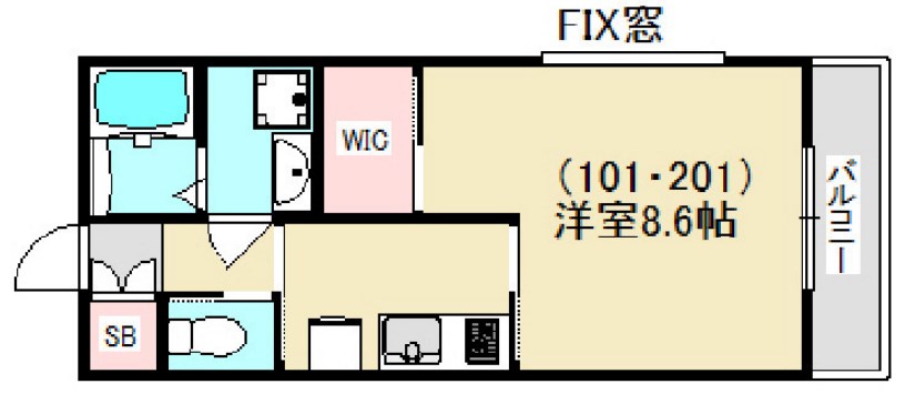 神戸市須磨区天神町のアパートの間取り