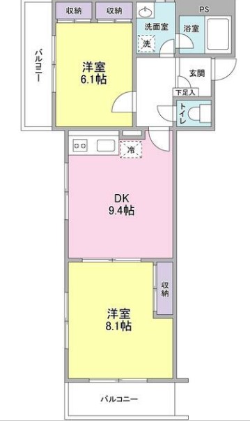 新宿区四谷三栄町のマンションの間取り