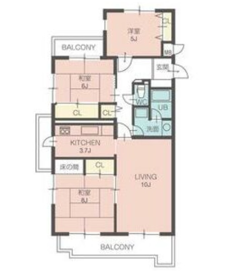 【名古屋市瑞穂区萩山町のマンションの間取り】