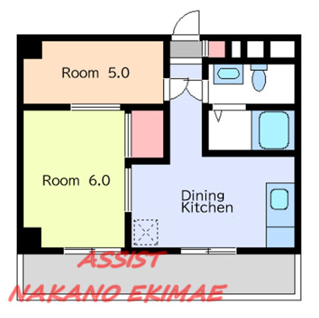 百人町2丁目マンション　2DKの間取り