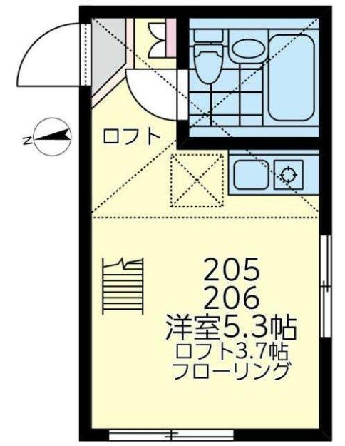 横浜市保土ケ谷区初音ケ丘のアパートの間取り