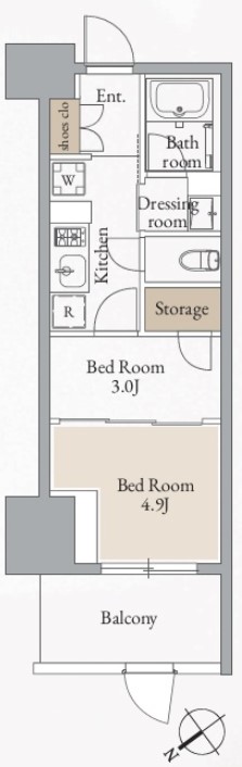 新宿区西早稲田のマンションの間取り