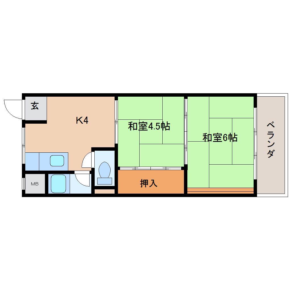 奈良県生駒市壱分町（マンション）の賃貸物件の間取り