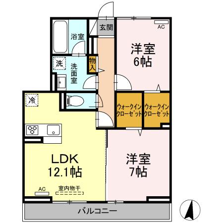 福山市西町のアパートの間取り