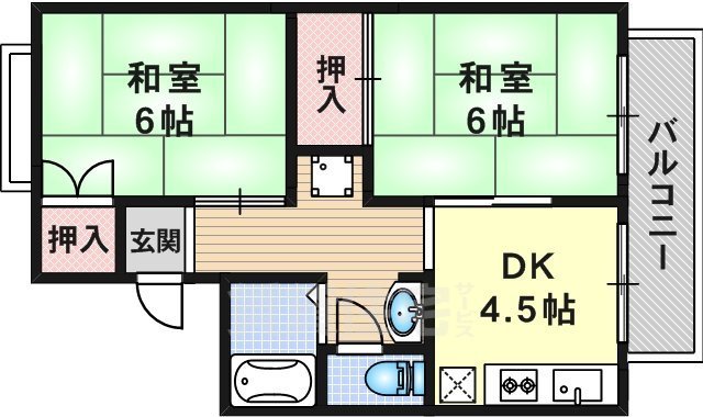 京都市西京区大枝沓掛町のアパートの間取り