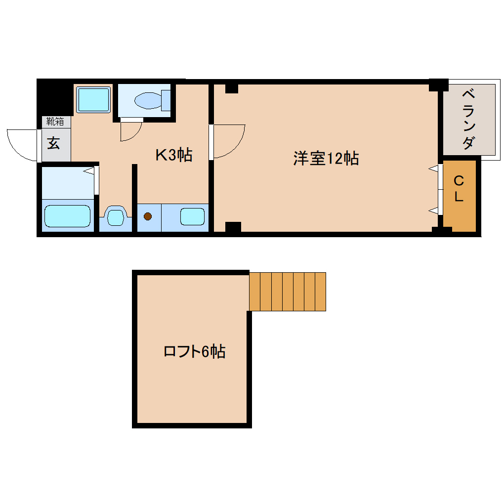 橿原市西池尻町のアパートの間取り