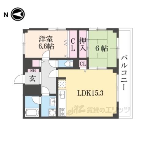 甲賀市甲南町深川のマンションの間取り